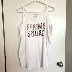 Lane Bryant Floral “Femme Squad” Cold Shoulder T-Shirt - Size 18/20